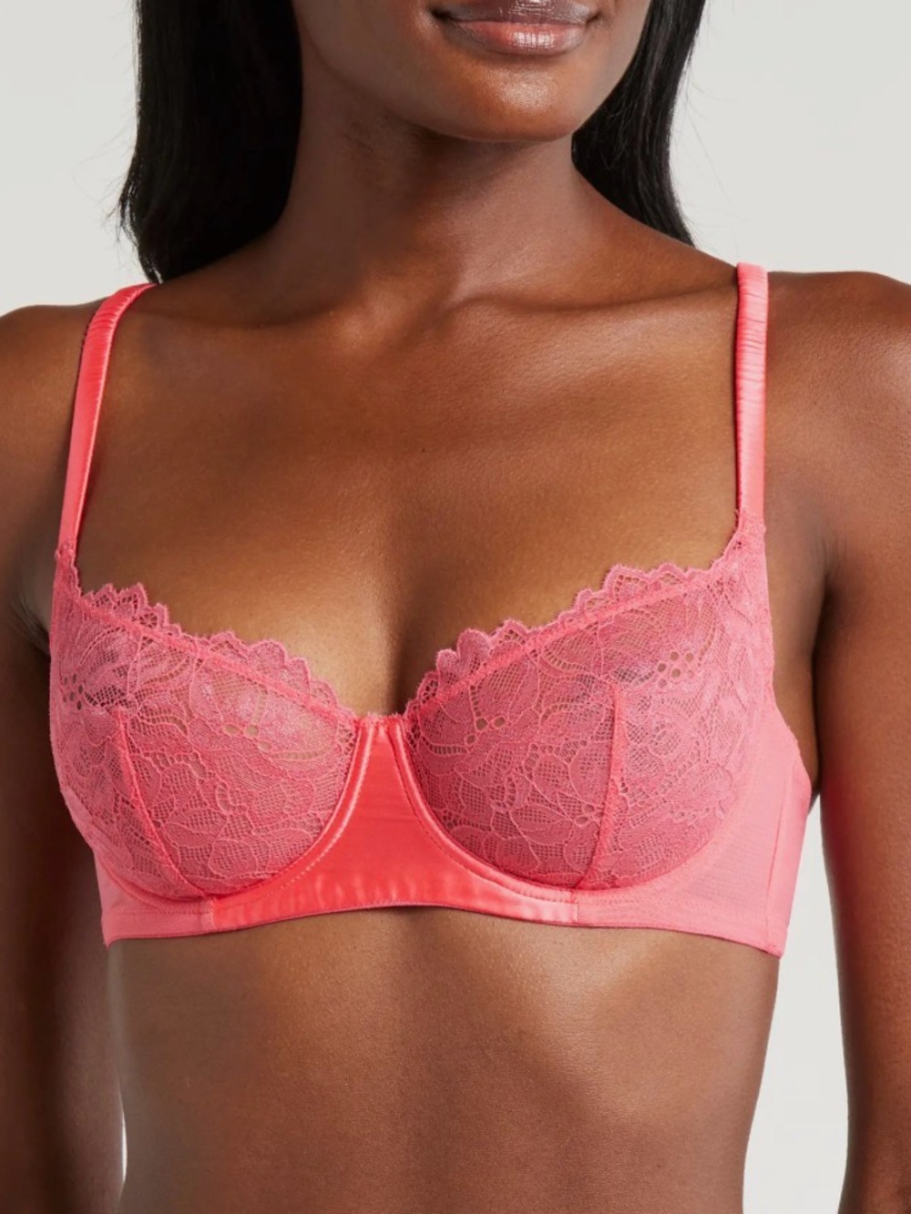 Journelle Lexi Underwire Unlined Demi Bra - Coral Pink